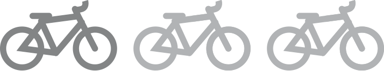 Drei Fahrräder als Symbol in einer Reihe