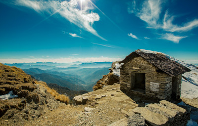 Indien Chandrashila Hütte auf Berg