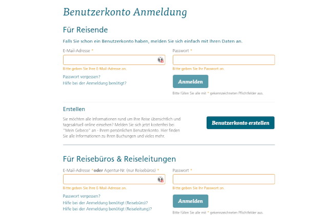 Agentur-Login | Gebeco