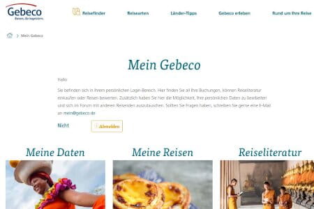 Mein Gebeco Startseite eingeloggt