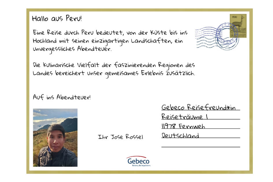 Postkarte aus Peru von Joseph Rossel. | Gebeco