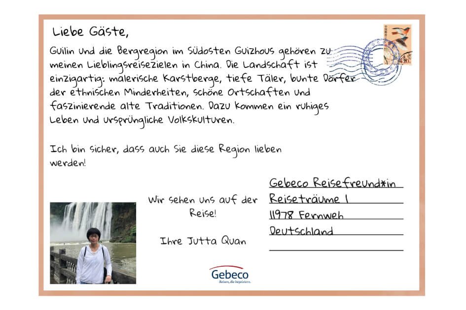Postkarte aus China von Jutta Quan. | Gebeco